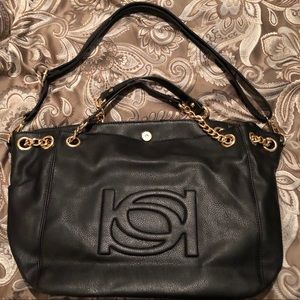 Black leather handbag